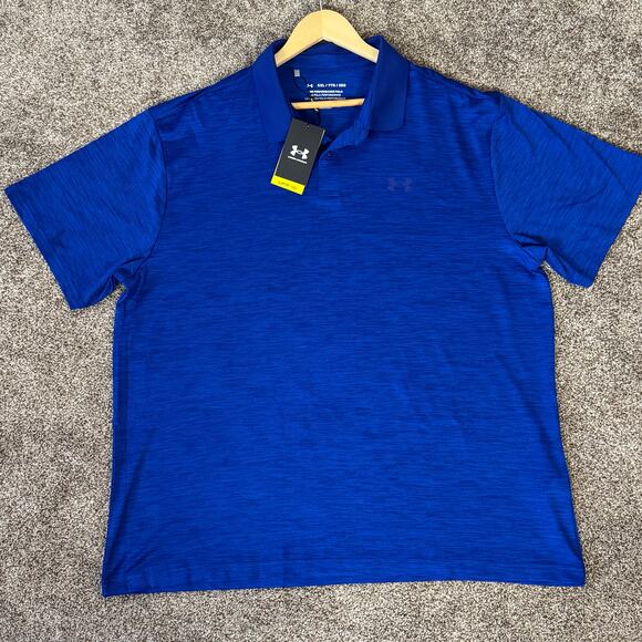 Under Armour NWT Men's XXL Blue Heathered Performance Polo 2.0 UPF 40 Golf - Picture 1 of 11